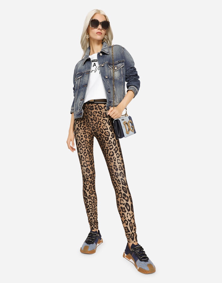 Leopard-print spandex/jersey leggings - 5