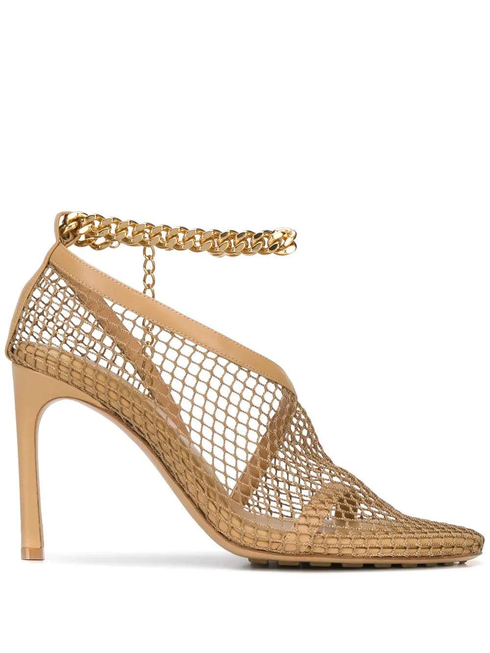 chain-trimmed 100mm mesh sandals - 1