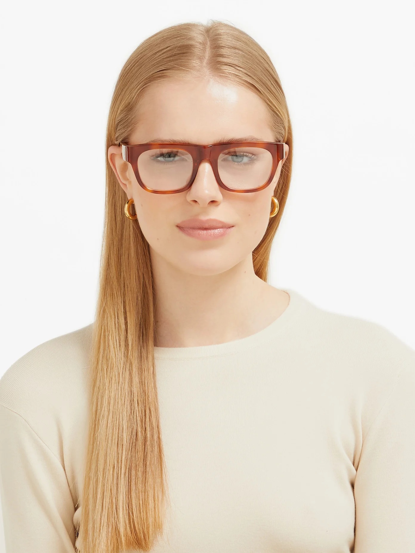 Rectangle-frame tortoiseshell acetate glasses - 2