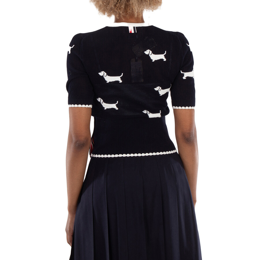 Thom Browne Cotton Pointelle Intarsia Hector Knit Top - 3