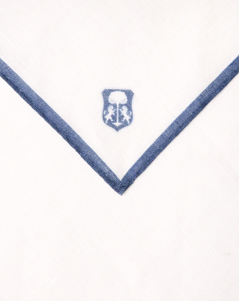 Denim blue/white pure linen pocket square - 3