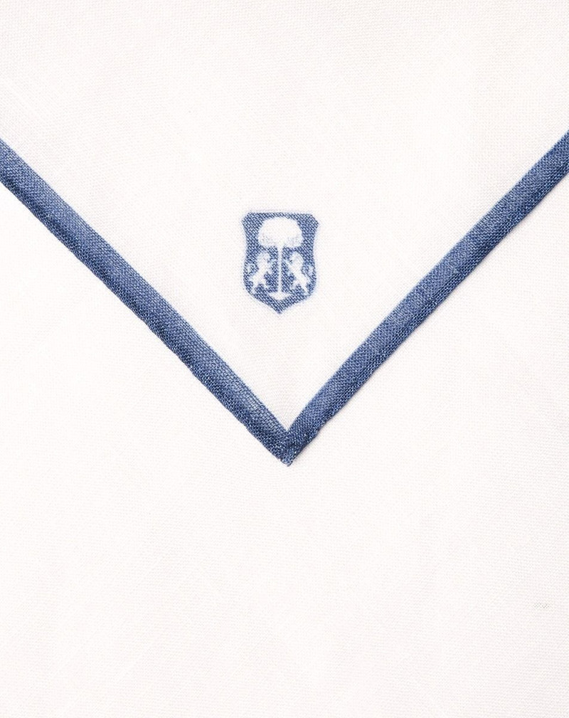 Denim blue/white pure linen pocket square 3
