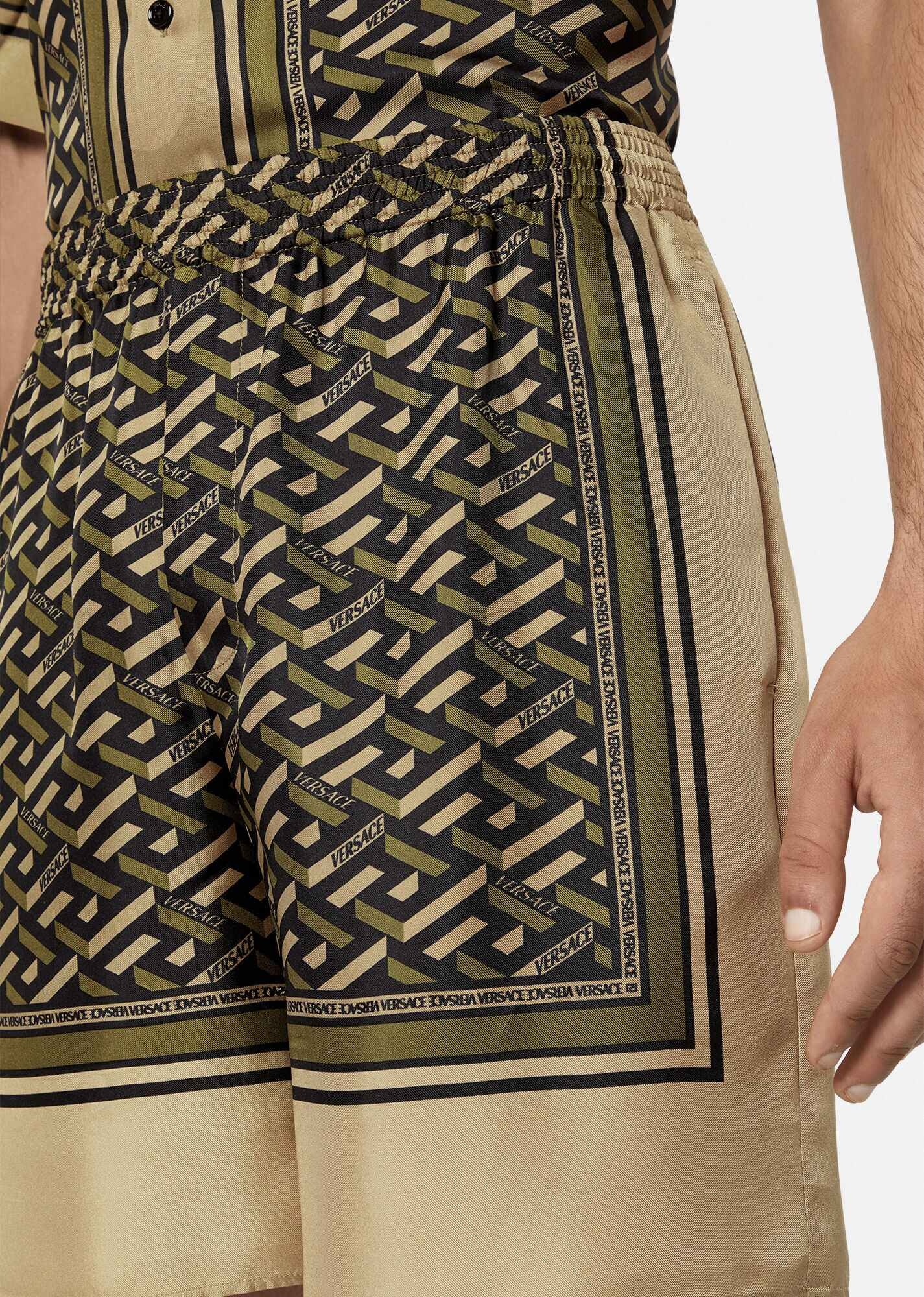 La Greca Print Silk Shorts - 5