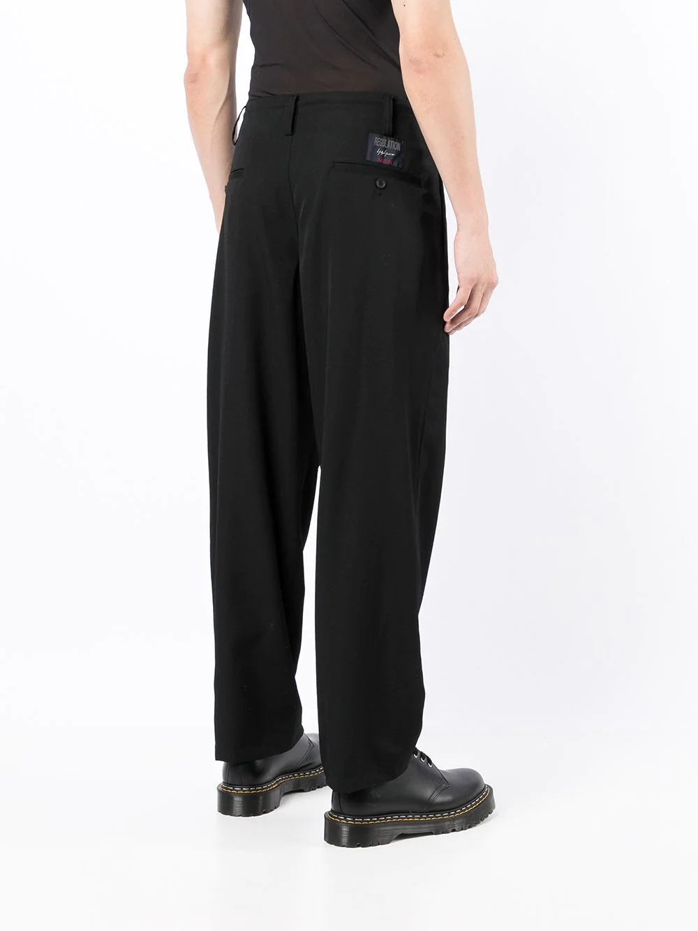 drawstring-waist wool straight-leg trousers - 4