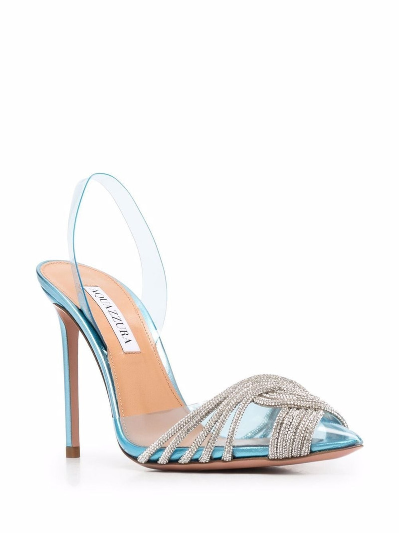 AQUAZZURA rhinestone-embellished sling-back stilettos outlook