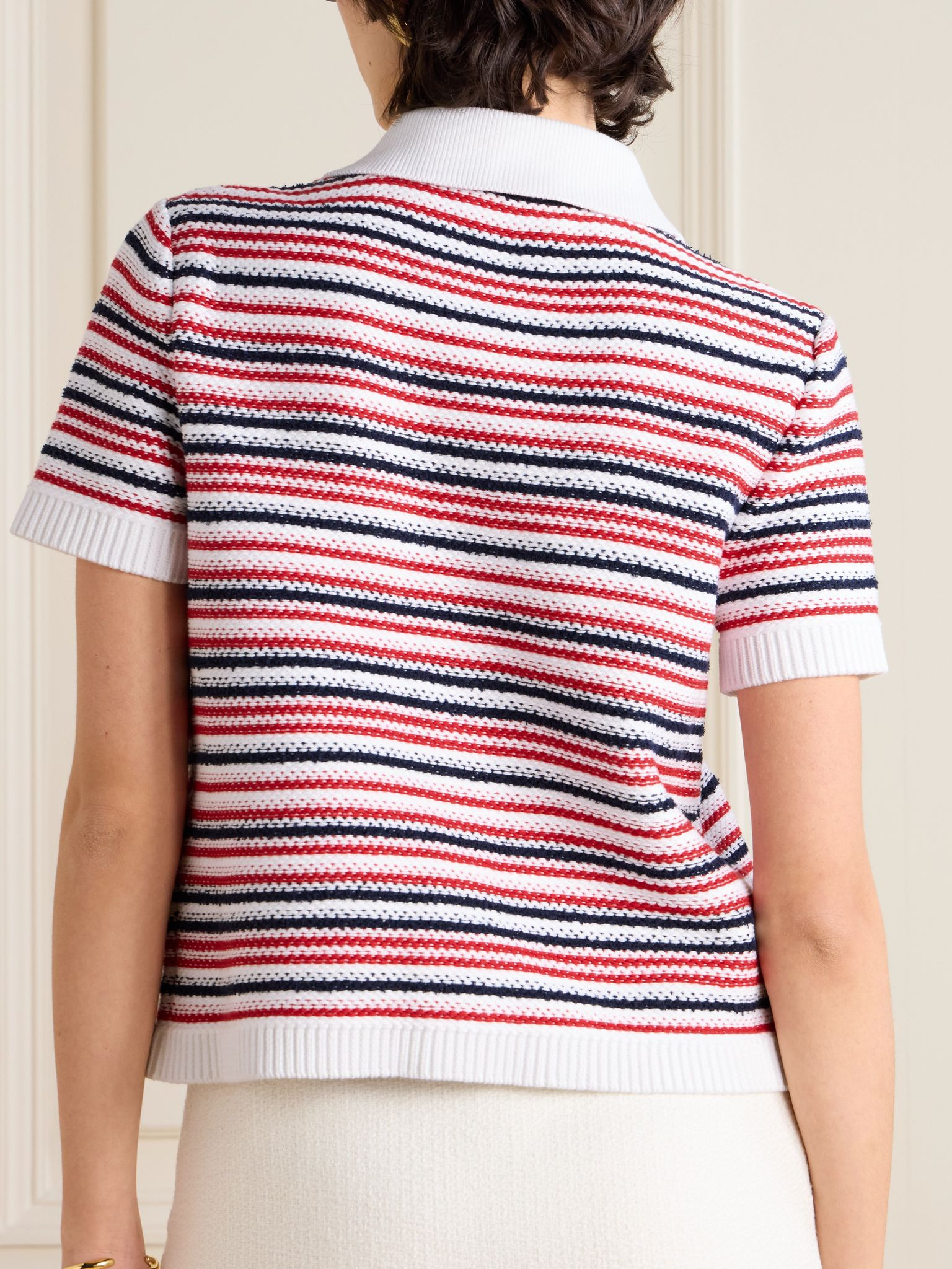 Striped jacquard-knit cotton-blend polo shirt Multi - 4