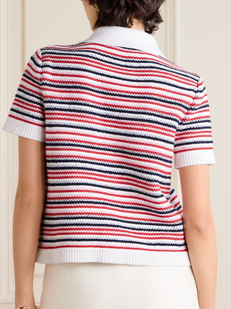 Striped jacquard-knit cotton-blend polo shirt Multi 4