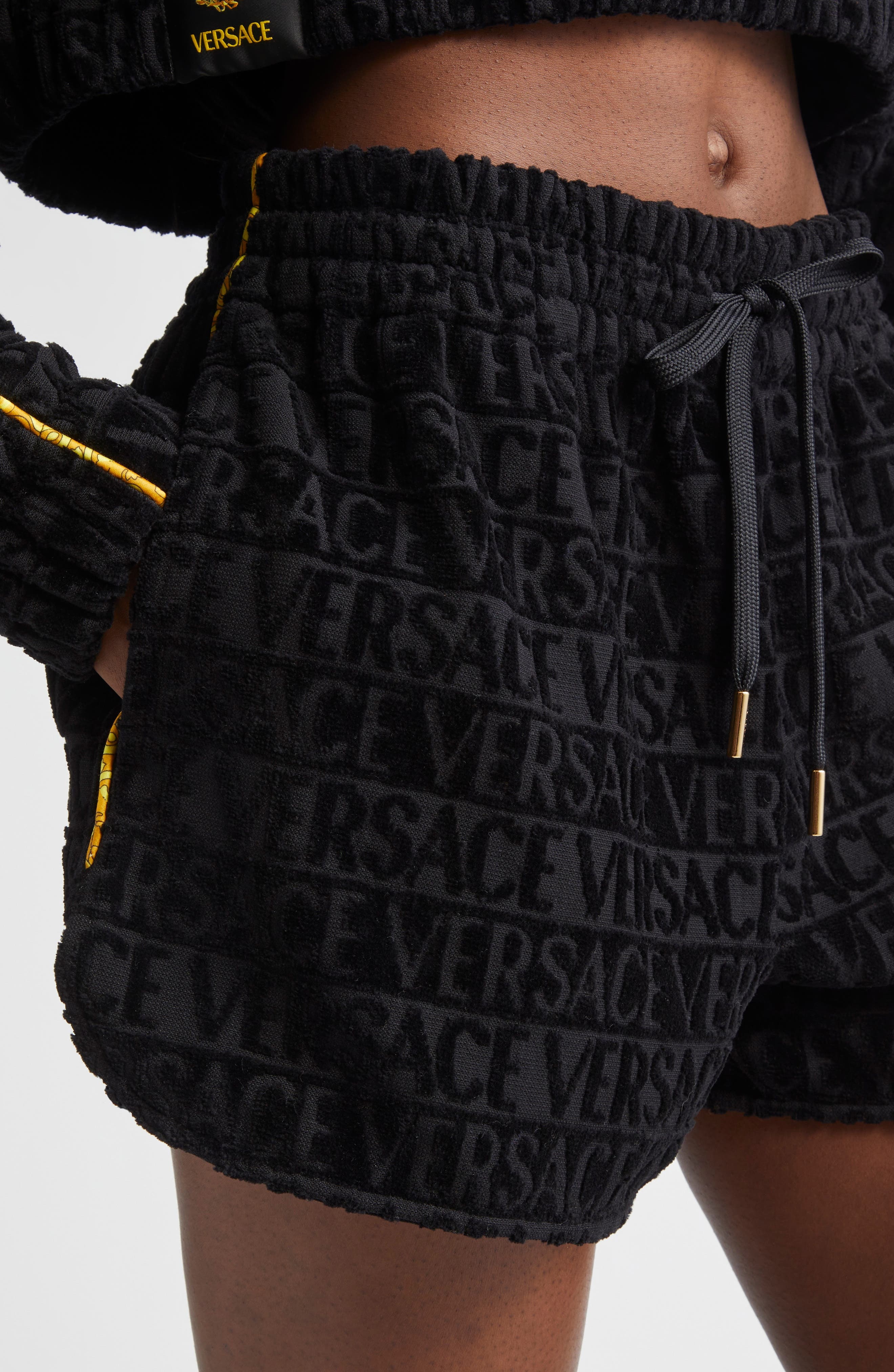 Versace I Heart Baroque Terry Cloth Shorts in Black-Gold at Nordstrom - 5