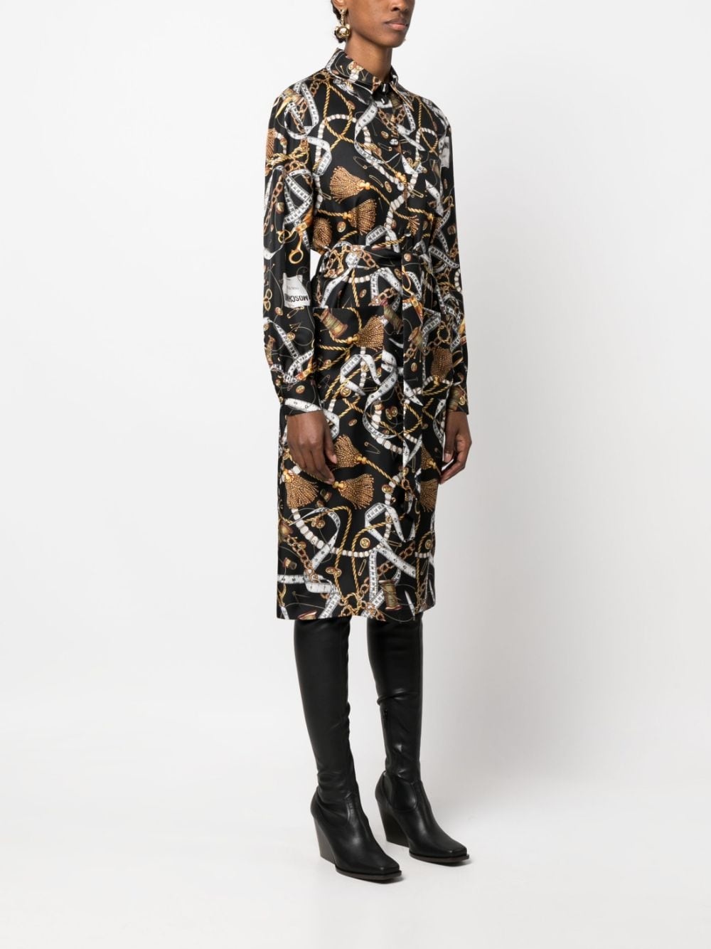 graphic-print silk midi dress - 3