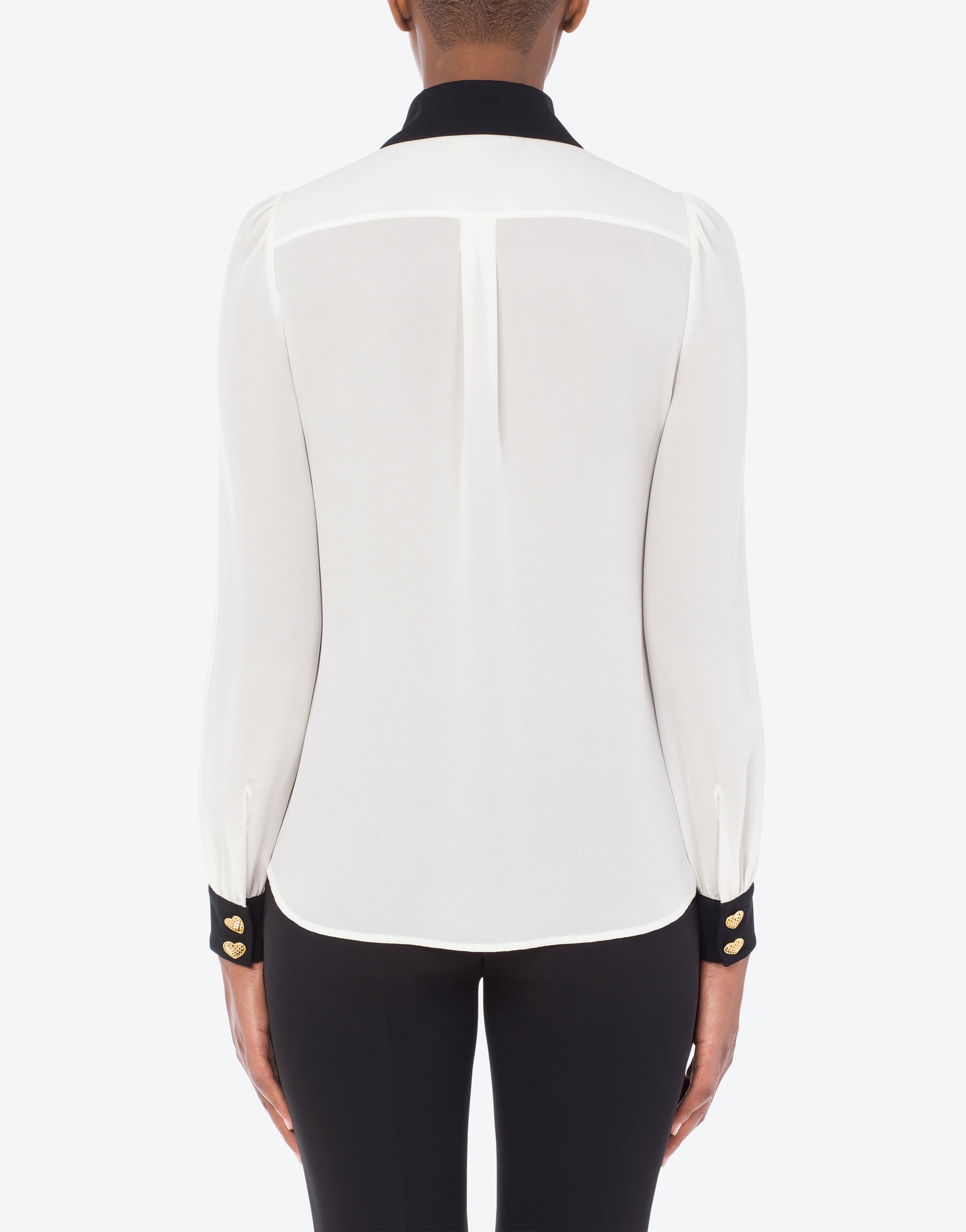 HEART BUTTONS SILK CHARMEUSE SHIRT - 3