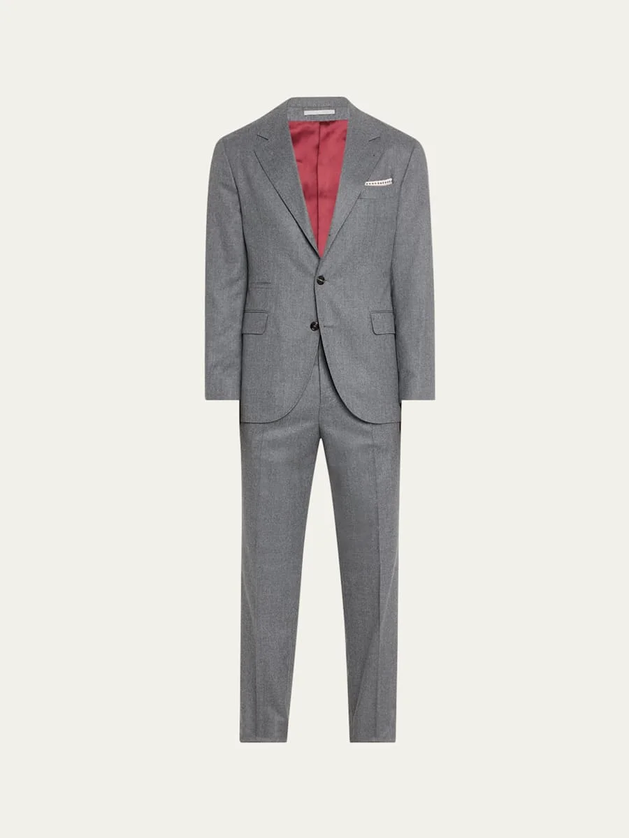 Men's Solid Wool Suit - 1