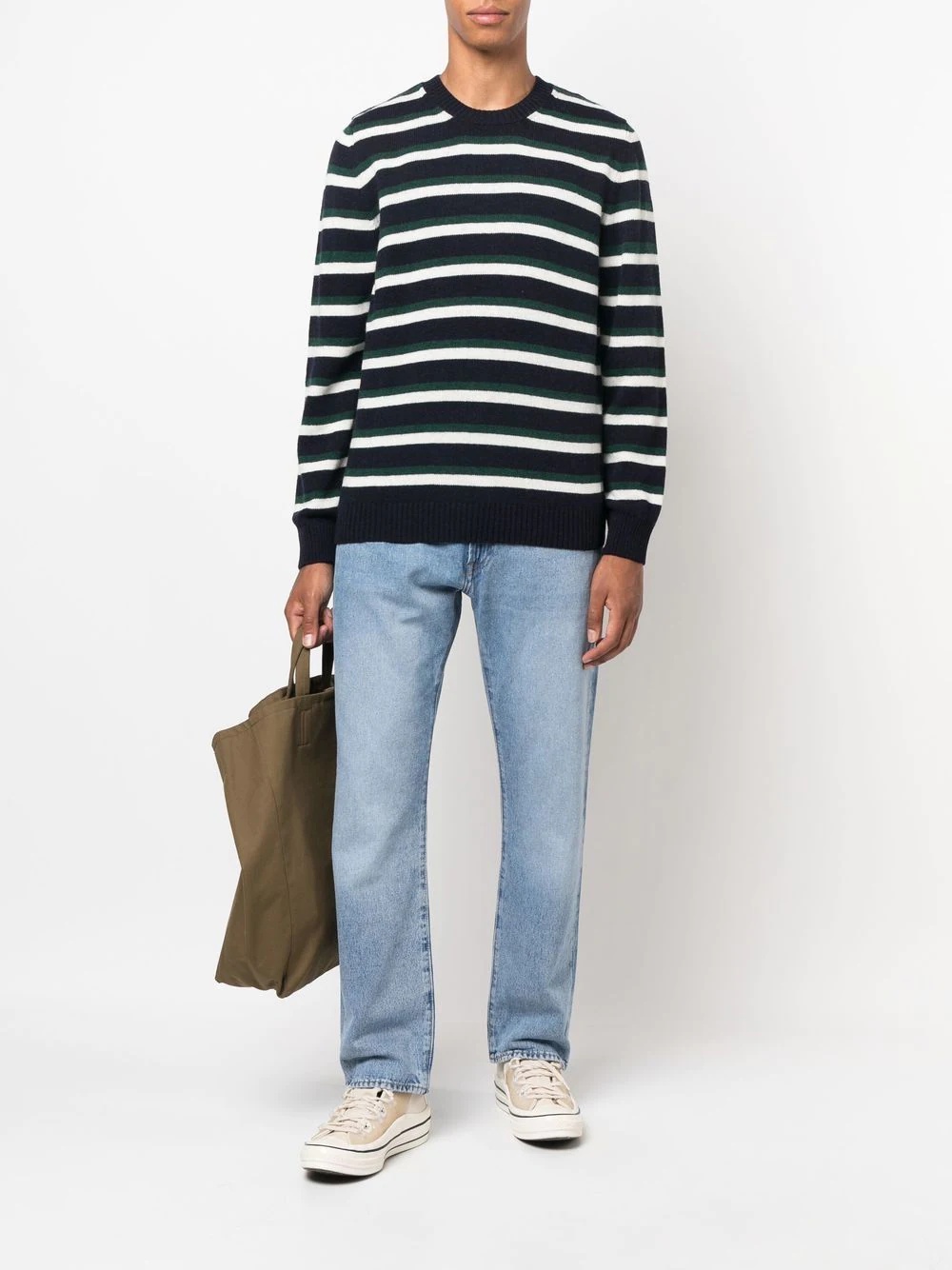 striped fine-knit jumper - 2