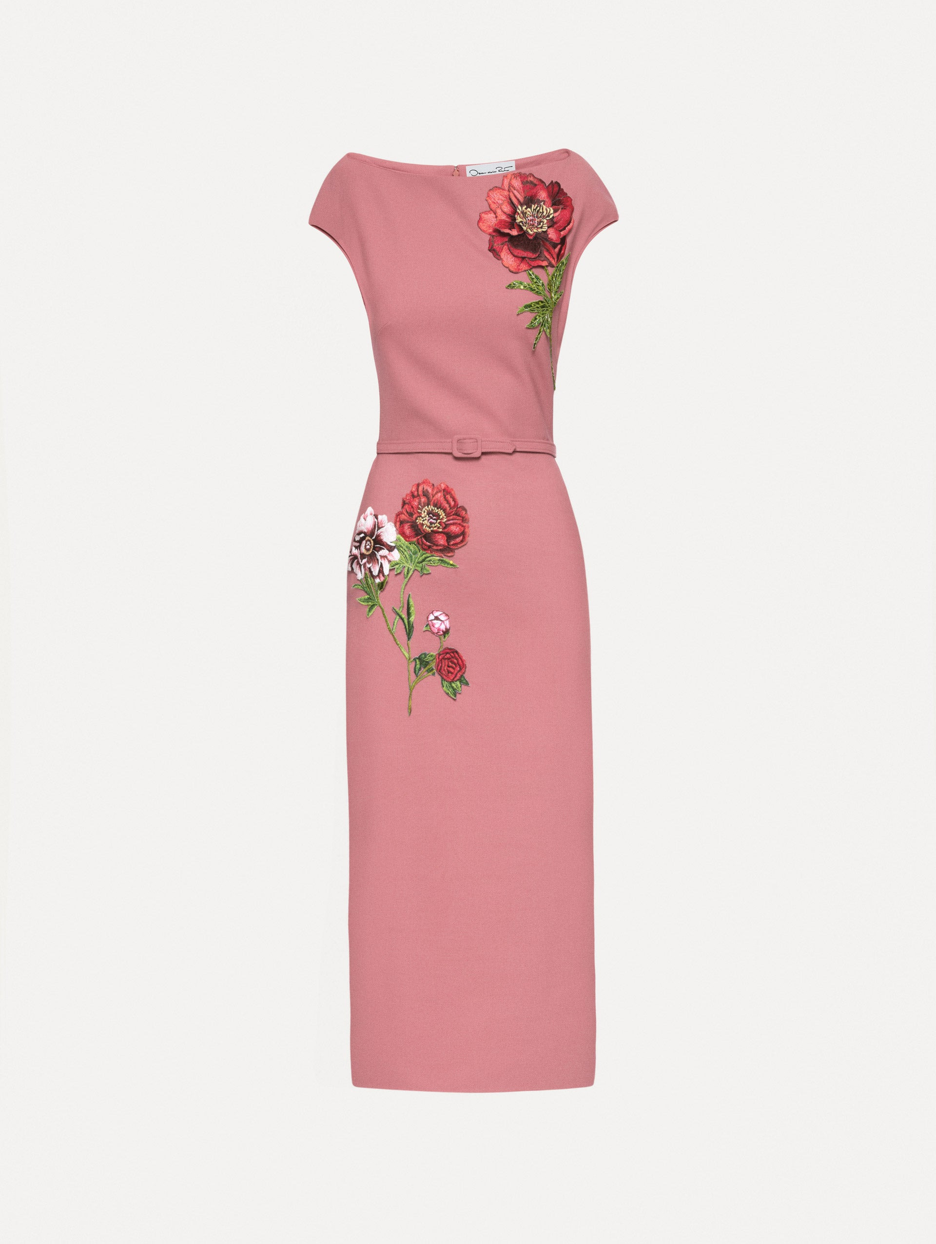 PEONY EMBROIDERED WOOL DRESS - 1