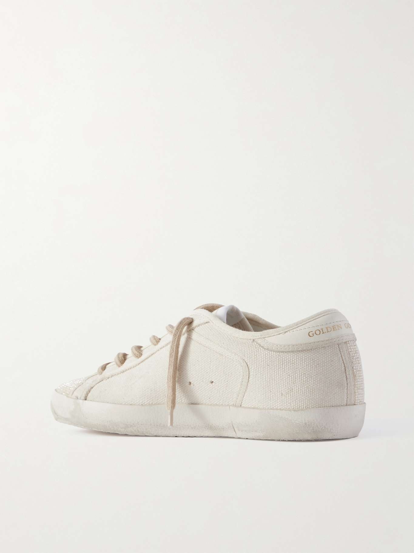 Super-Star leather-trimmed bead-embellished canvas sneakers Off-white - 3