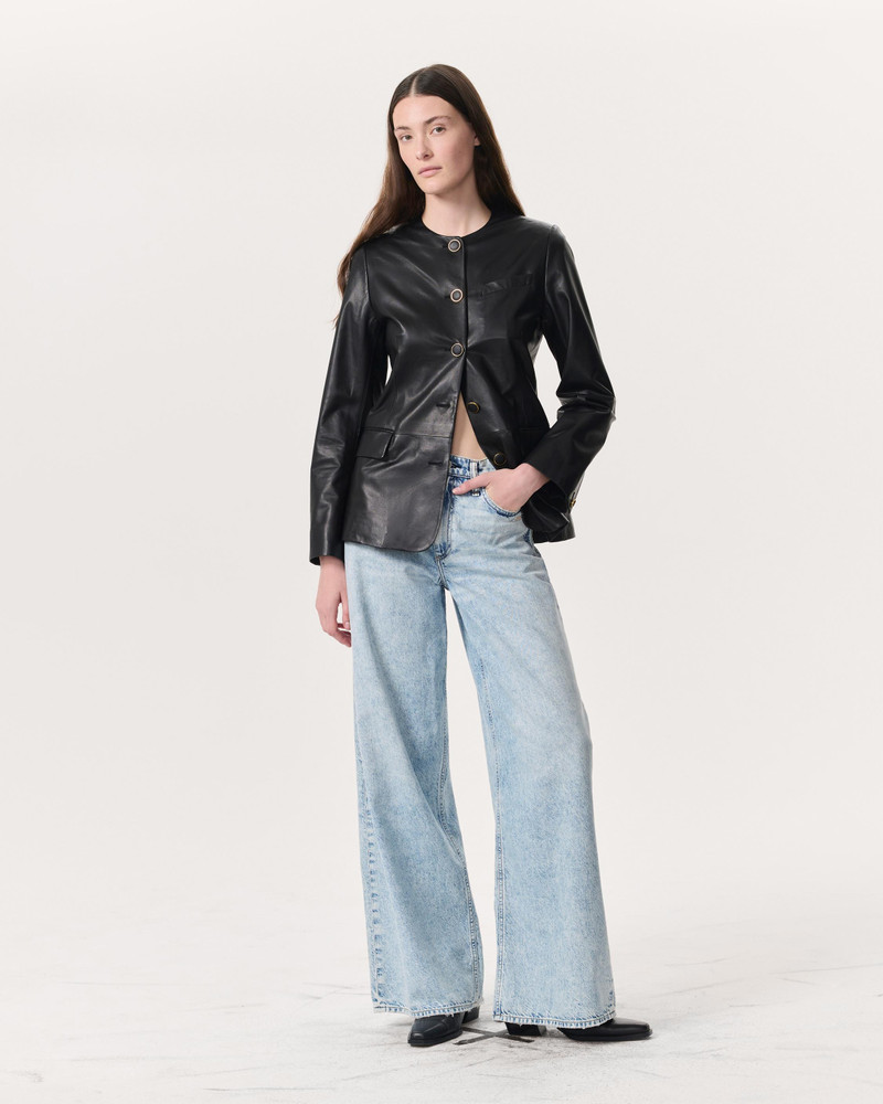 Bartlet Collarless Lamb Leather Blazer 4