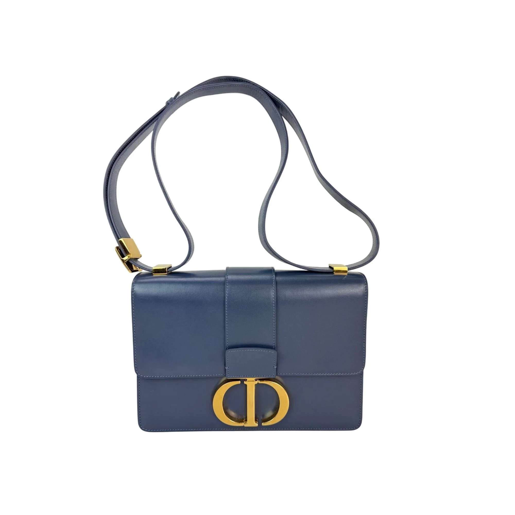 Christian Dior 30 Montaigne Smooth Calfskin Box Dark Denim Bag - 1