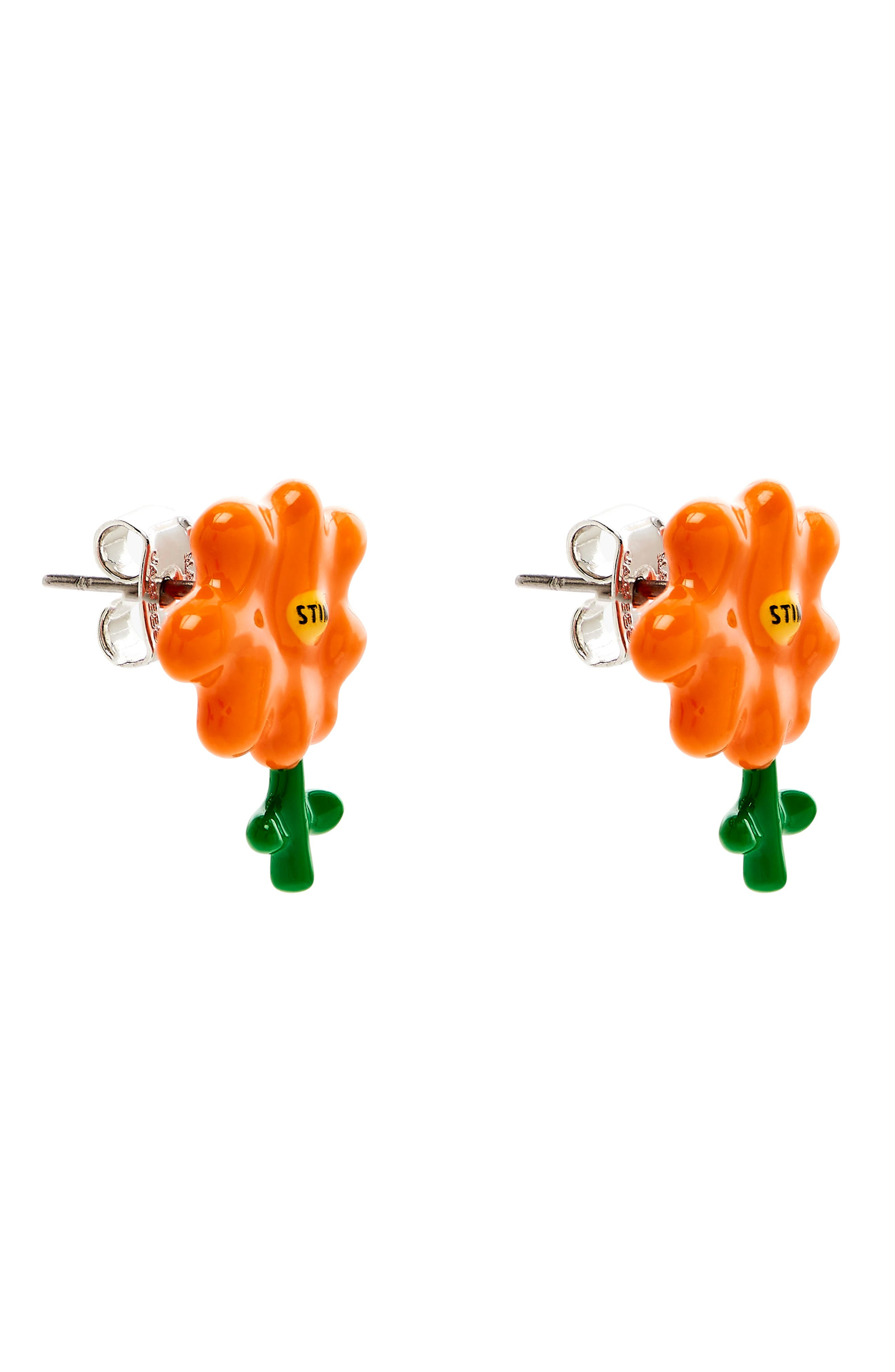 Marc Jacobs Stink Enamel Stud Earrings in Orange/silver at Nordstrom - 4