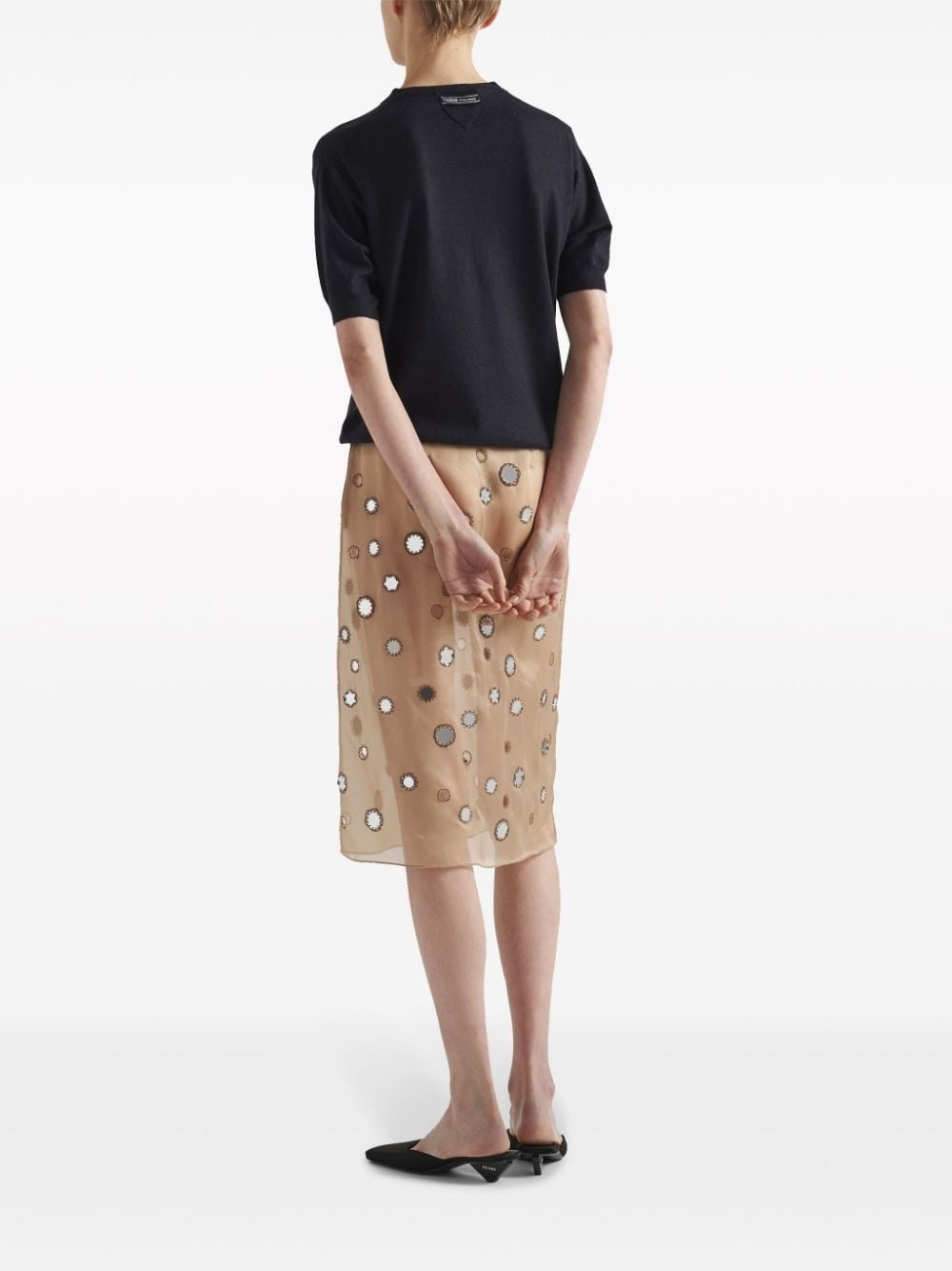 triangle-logo cashmere knitted top - 3