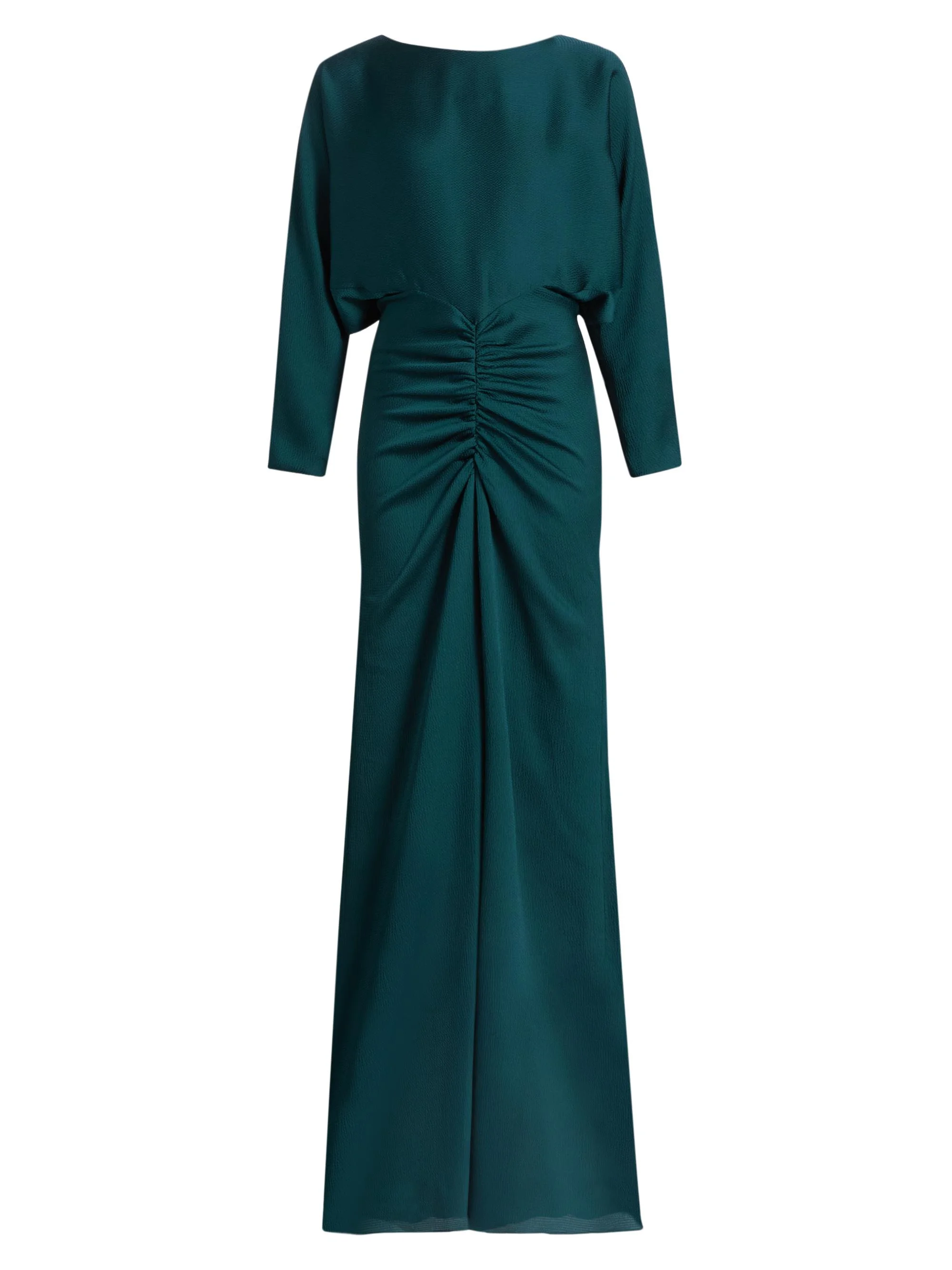 Women's Pebbled Satin Dolman Column Gown - Petrol - 1