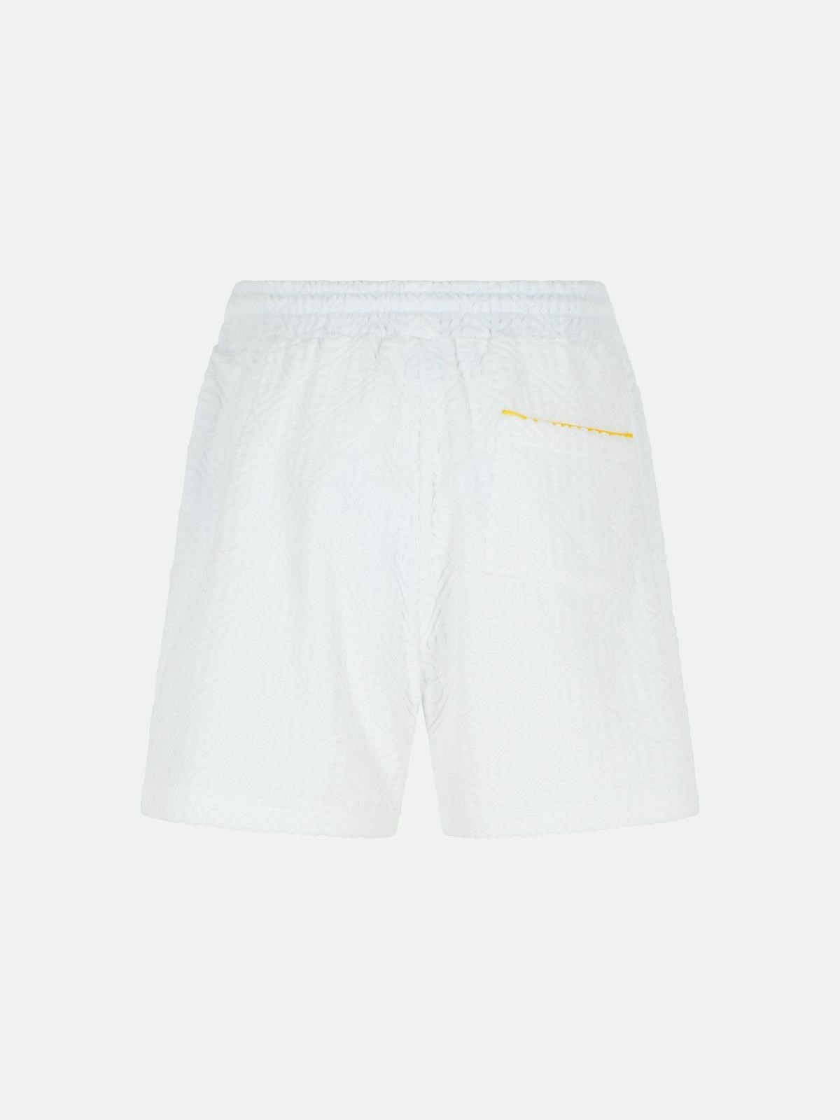 JACQUARD COTTON BLEND TERRY SHORTS WITH WHITE MONOGRAM - 3