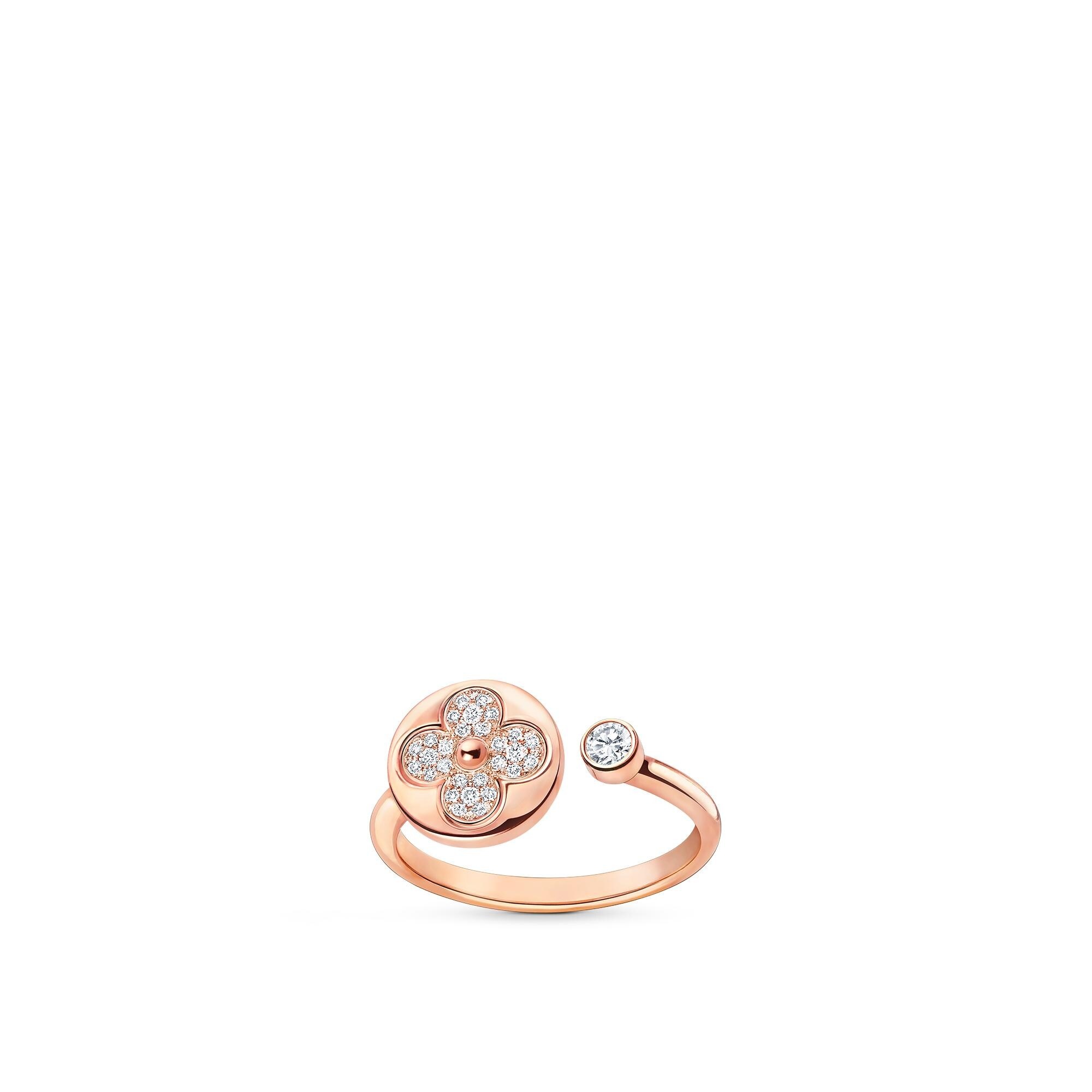 Color Blossom Mini Sun Ring, Pink Gold And Diamonds - 1
