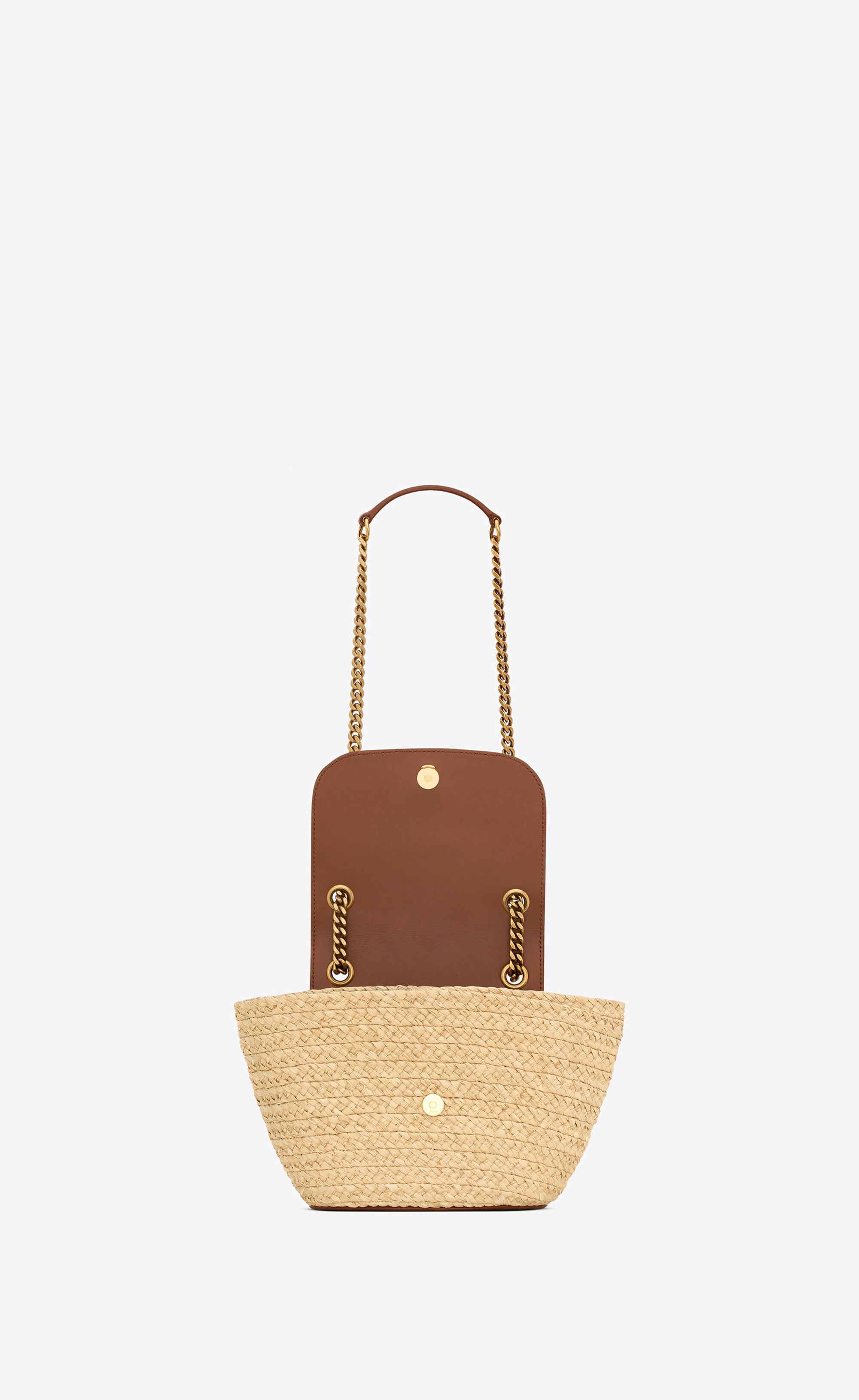 mini manon in raffia and aged vegetable-tanned leather - 5