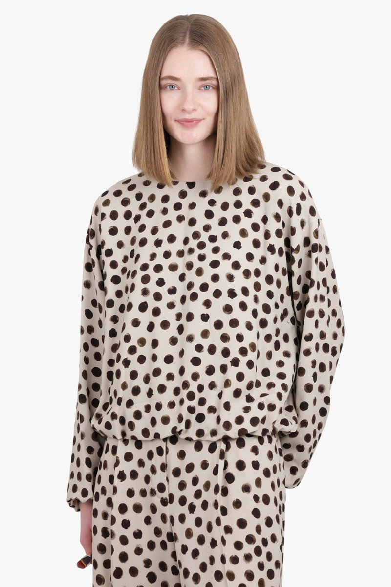 Dries Van Noten CAPO POLKA DOT PRINT L/S TOP | ECRU/BROWN outlook