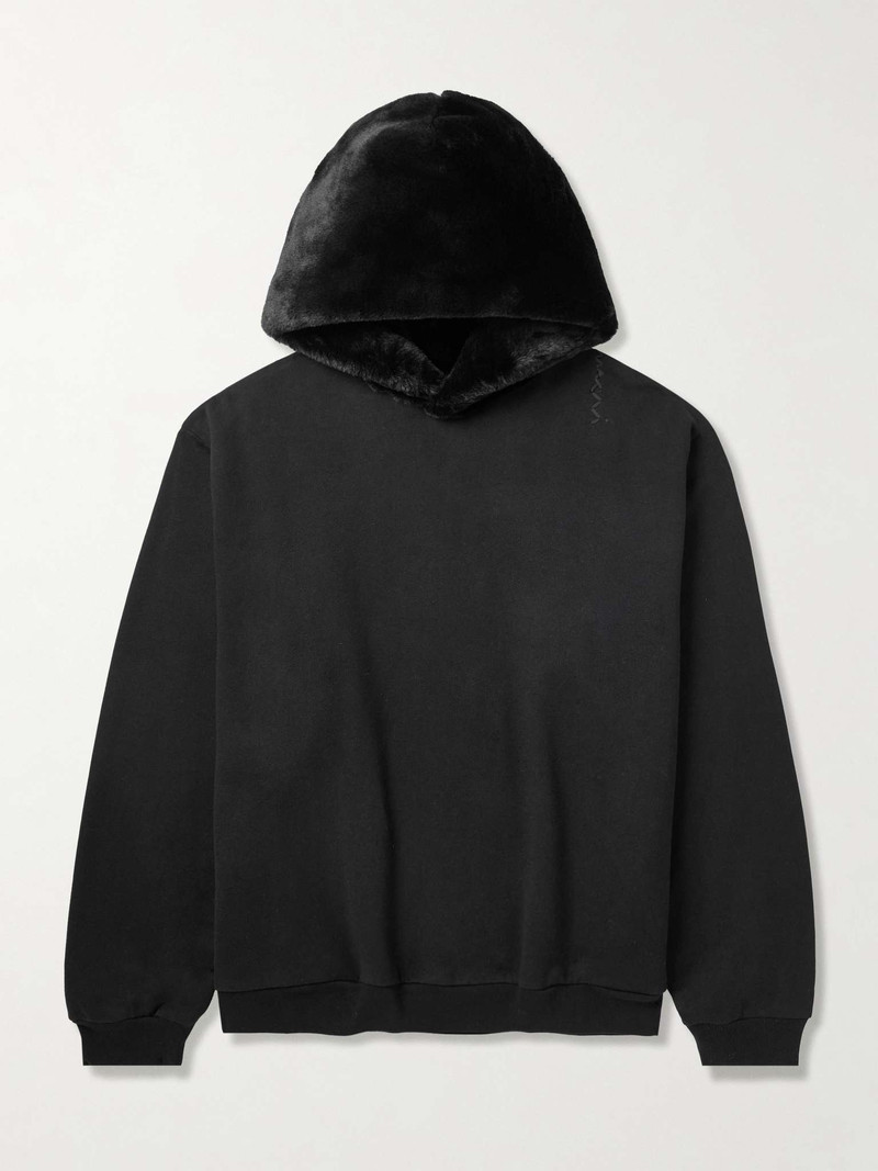 Faux Fur-Trimmed Cotton-Jersey Sweatshirt - 1