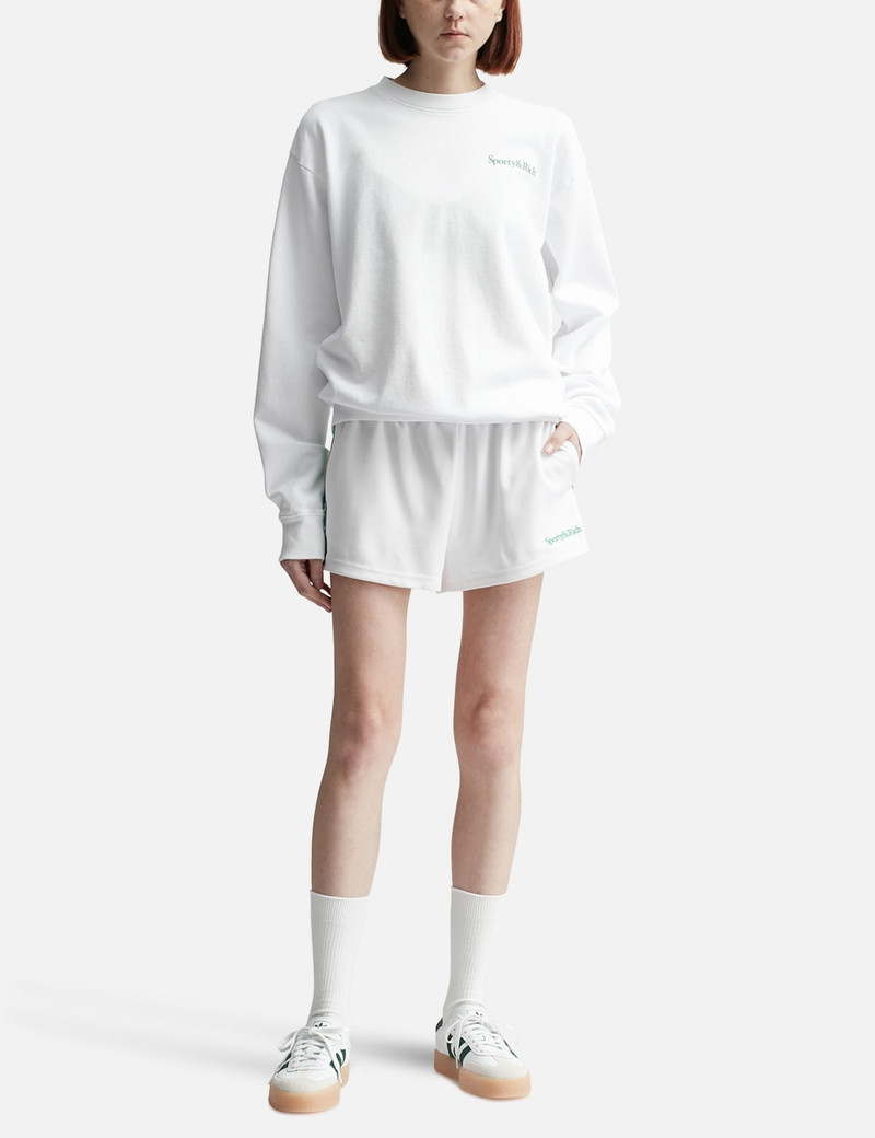 Sporty & Rich SERIF LOGO ROLLER SHORTS WHITE/VERDE outlook