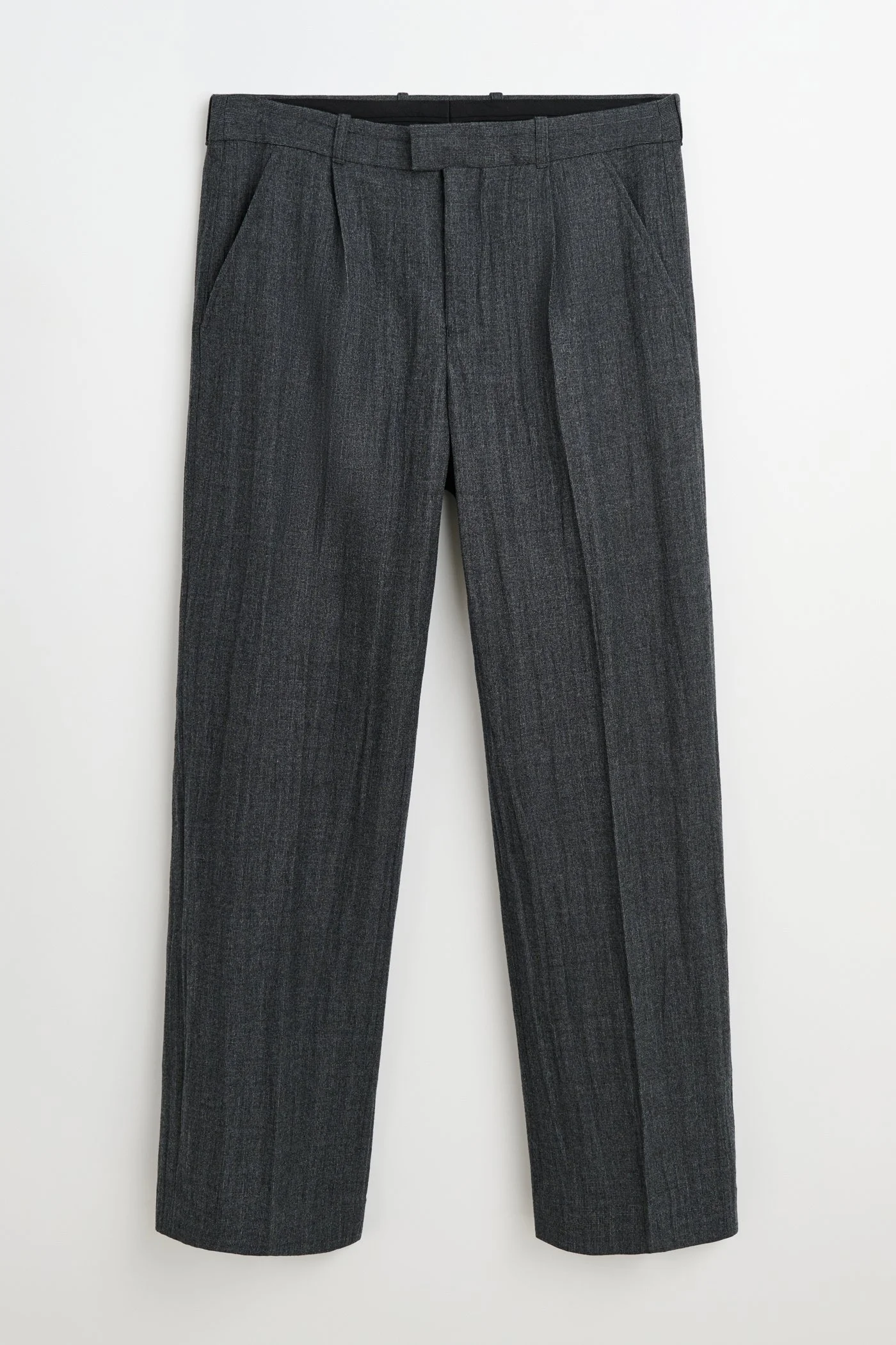 Slack Trouser Stone Grey Plisse Wool - 1