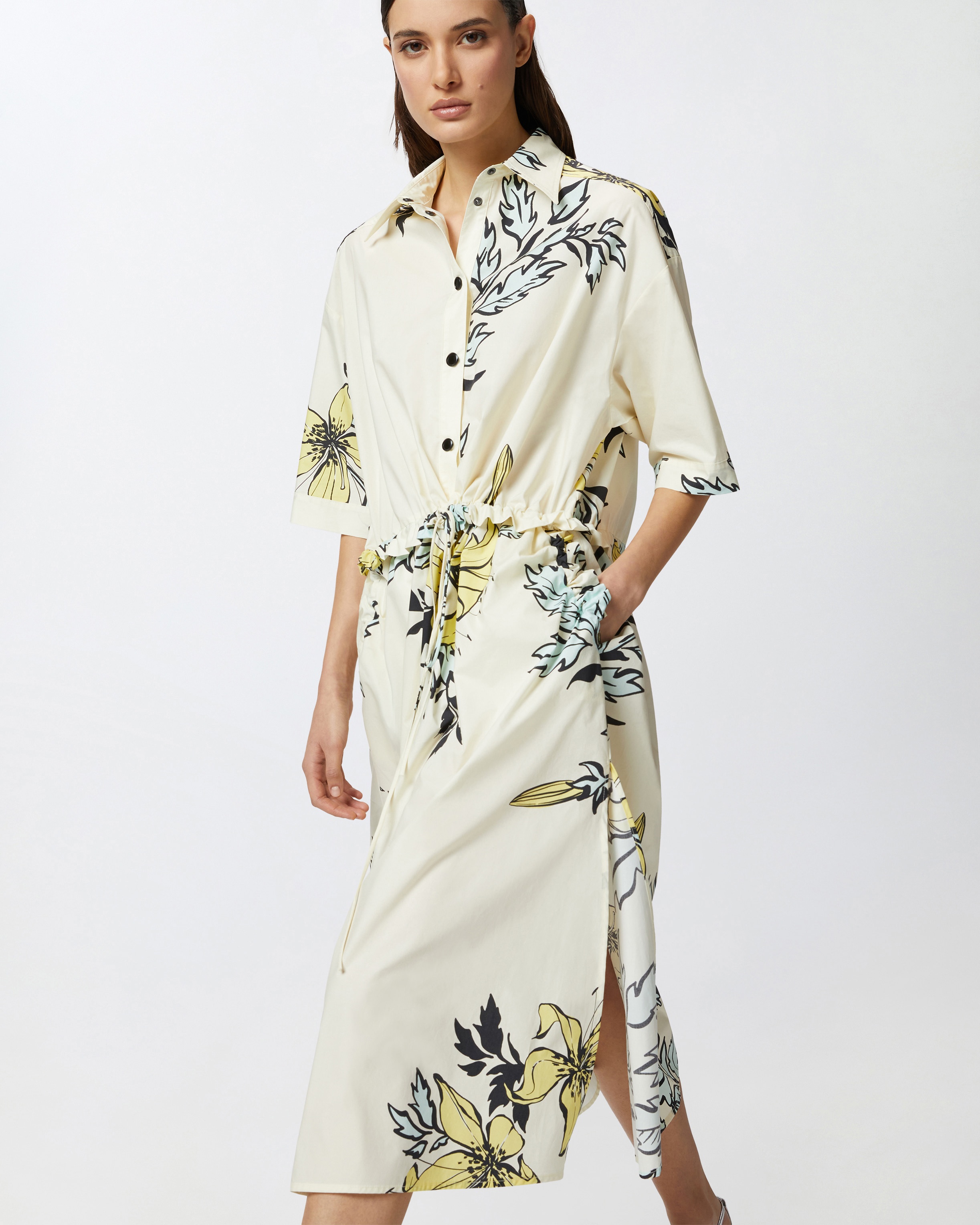 FLORAL PRINT SHIRT DRESS - 5