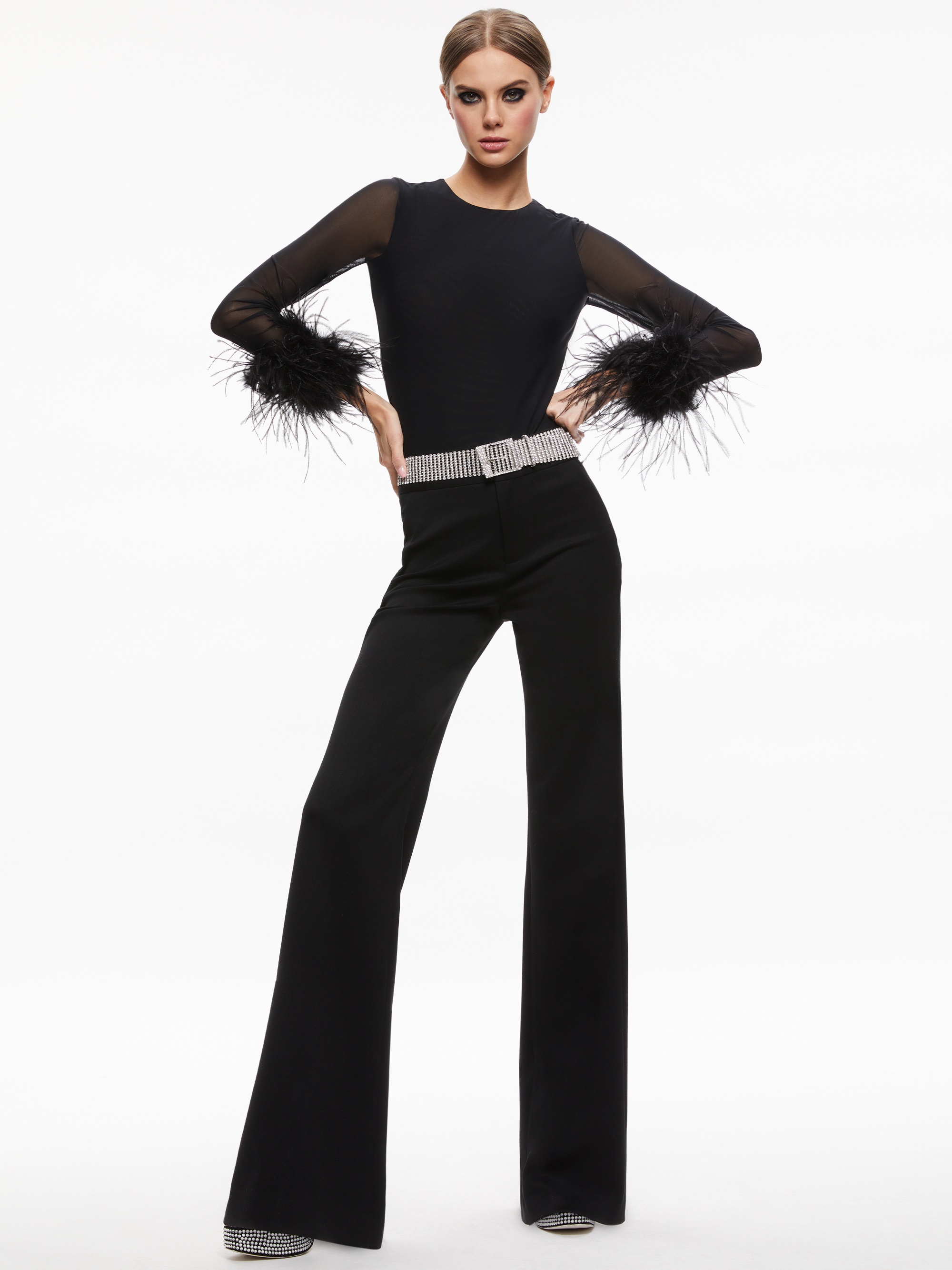 DELAINA FEATHER CUFF SLEEVE TOP - 5