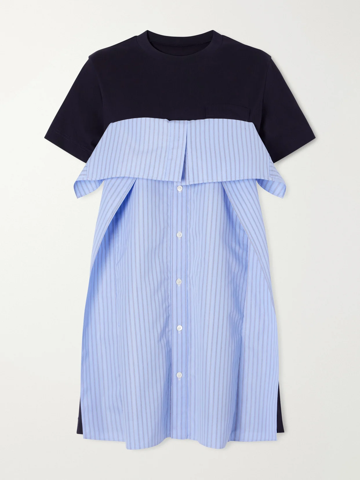 Paneled Ruffled Cotton-jersey And Poplin Mini Dress - 1