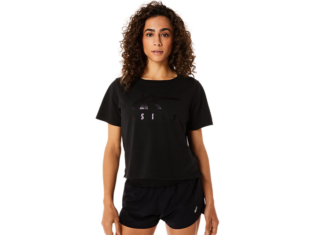 WOMEN'S ASICS STRIPES SHORT SLEEVE BOXY TEE - 1