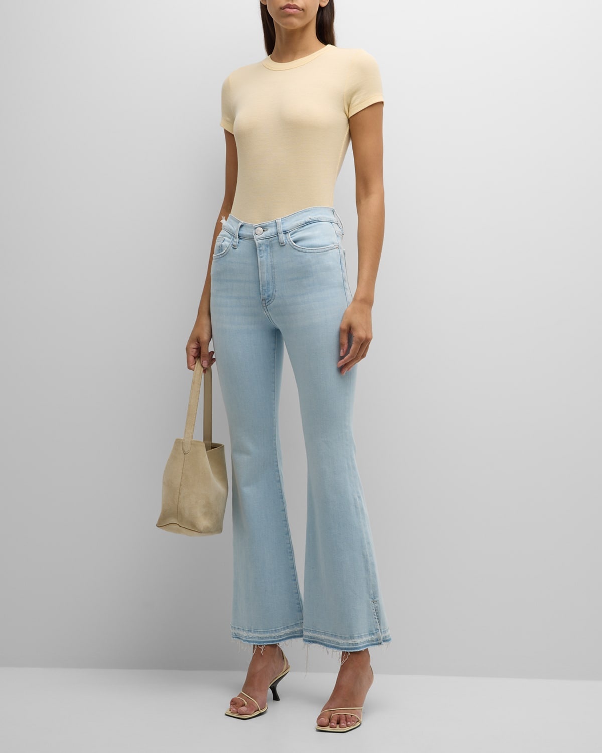 Le Easy Flare Released Fray Side Slit Jeans - 3