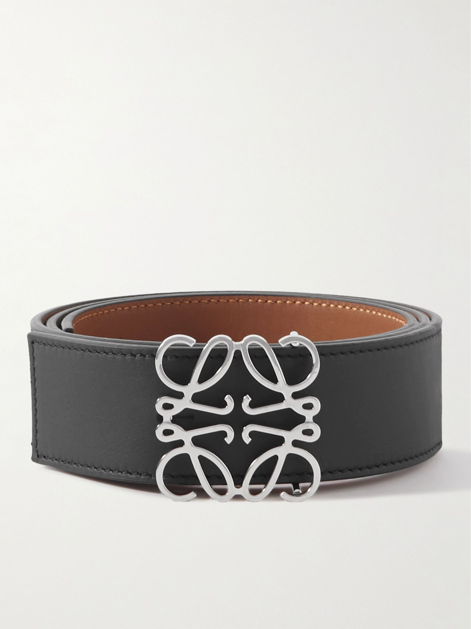 4cm Reversible Leather Belt Black - 1