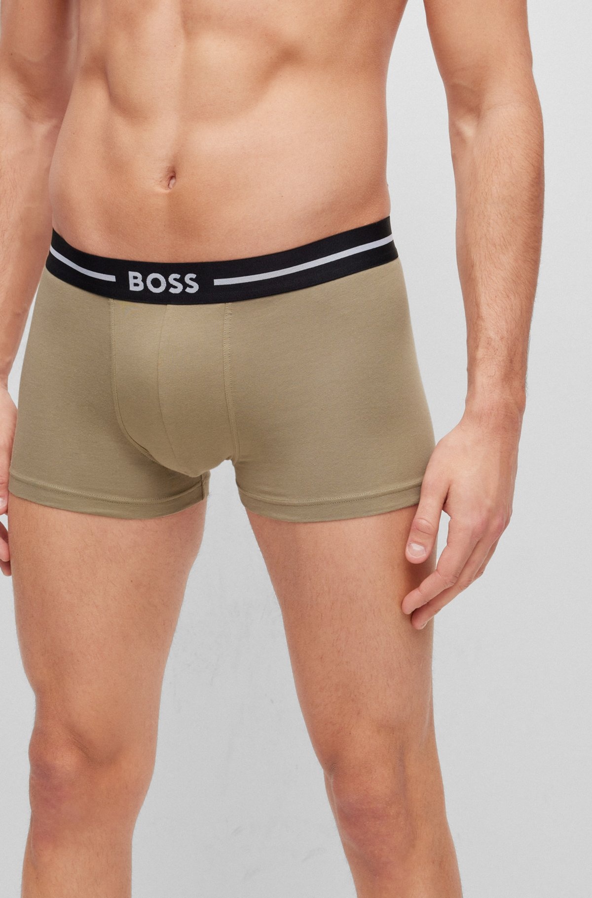 THREE PACK OF STRETCH-COTTON TRUNKS WITH LOGO WAISTBANDS - 4