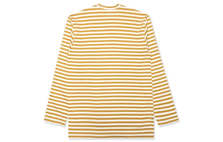 COMME des GARCONS PLAY Striped Mini Logo Long Sleeves Tee 'Yellow White' AZ-T218-051-5 - 2