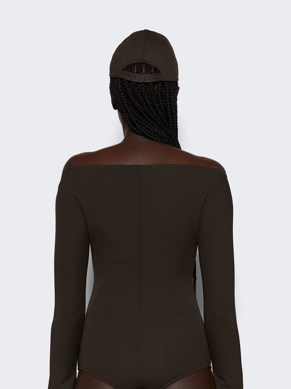 Drop Zipped Crepe Jersey Bodysuit Mud Brown - 5
