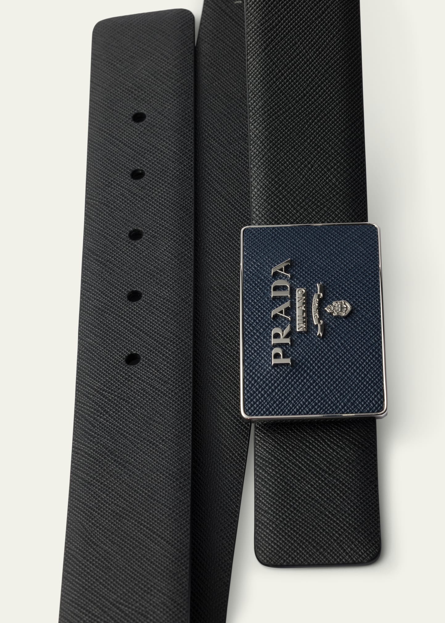 Men's Metal and Saffiano Leather Belt Buckle - 2