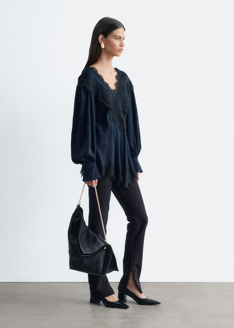 Lace-Detail Crepe Blouse 5