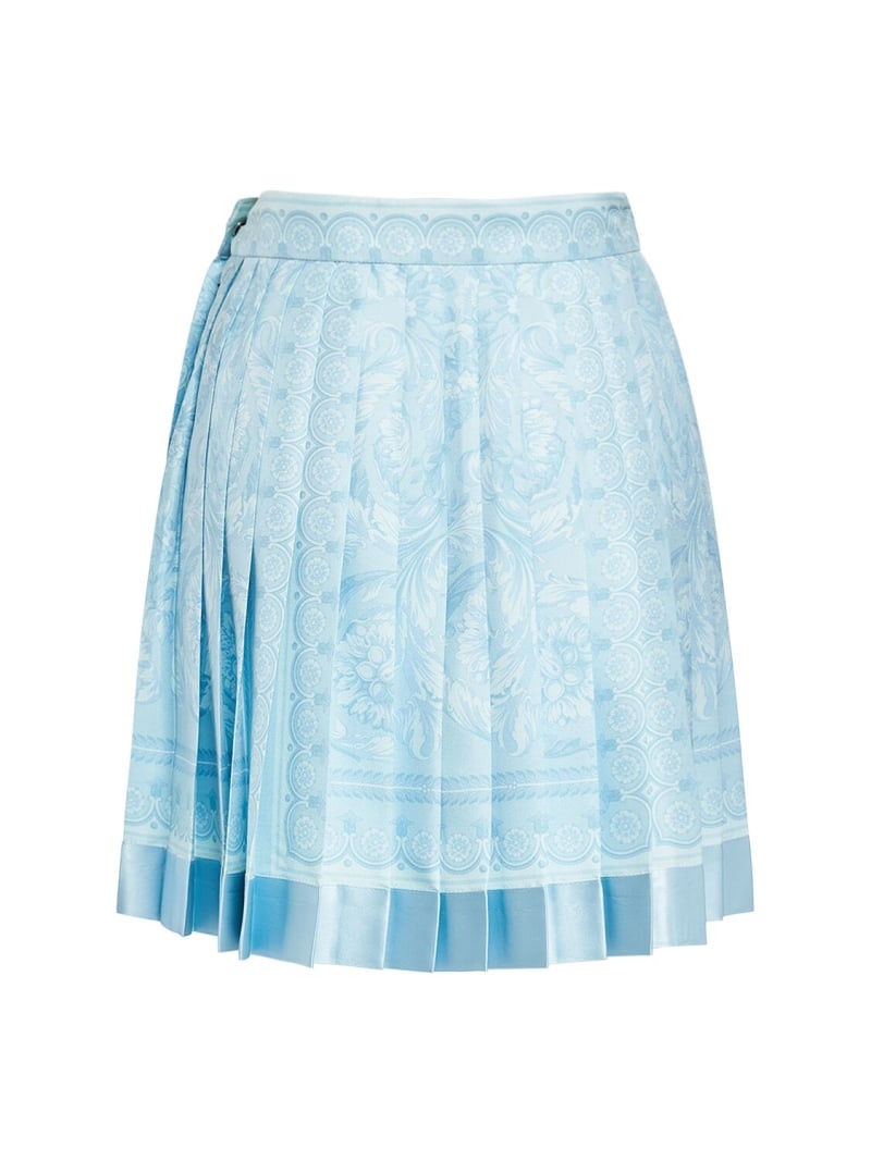 Barocco print pleated silk mini skirt - 5