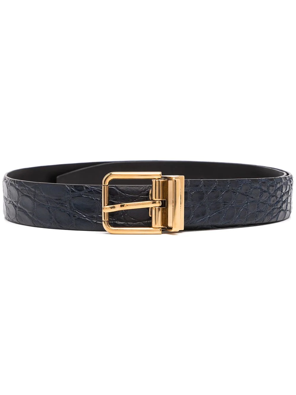 square-buckle leather belt - 1