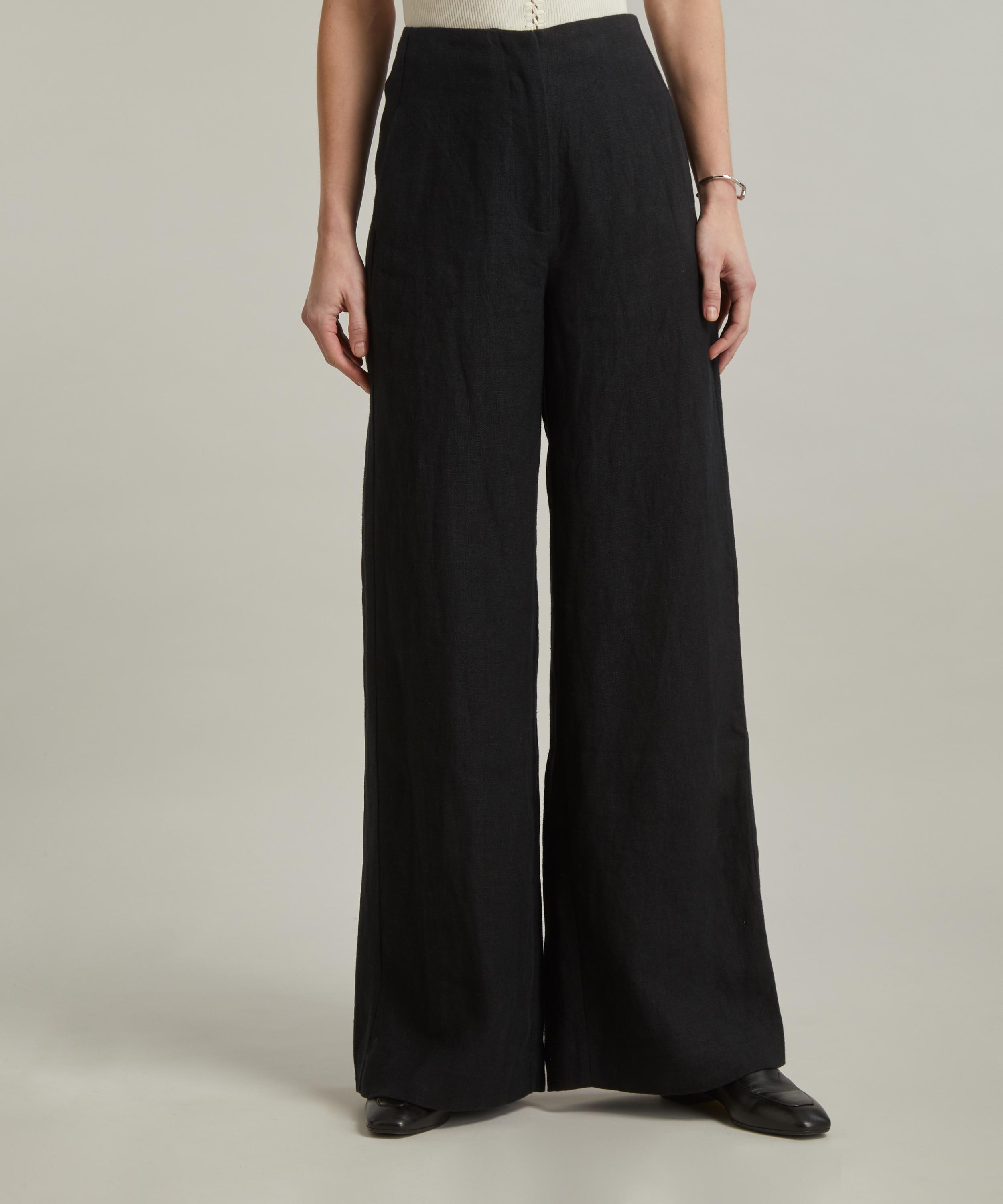 Linen Wide Leg Trousers - 3