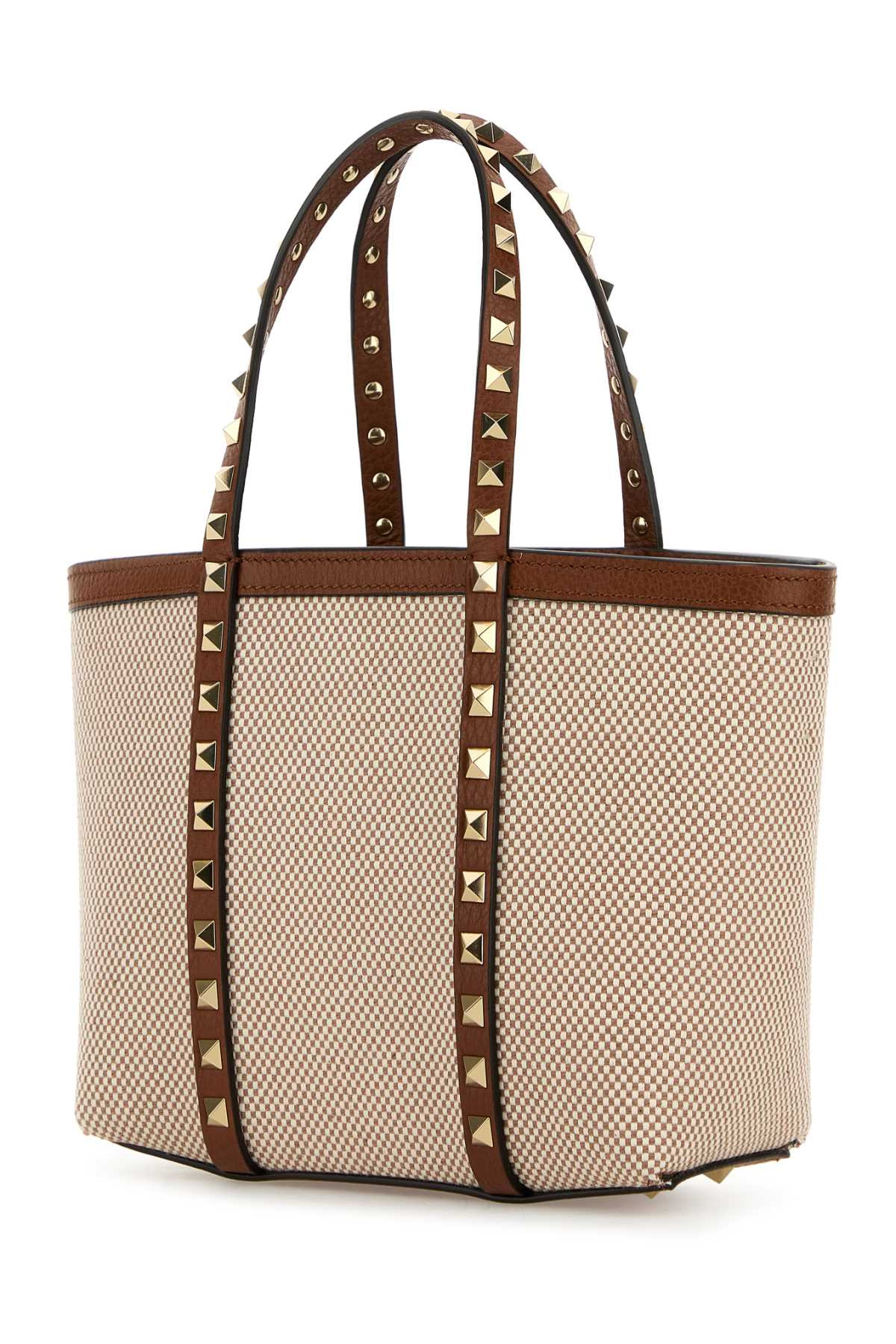 Valentino Garavani Women Two-Tone Canvas Medium Rockstud Handbag - 2