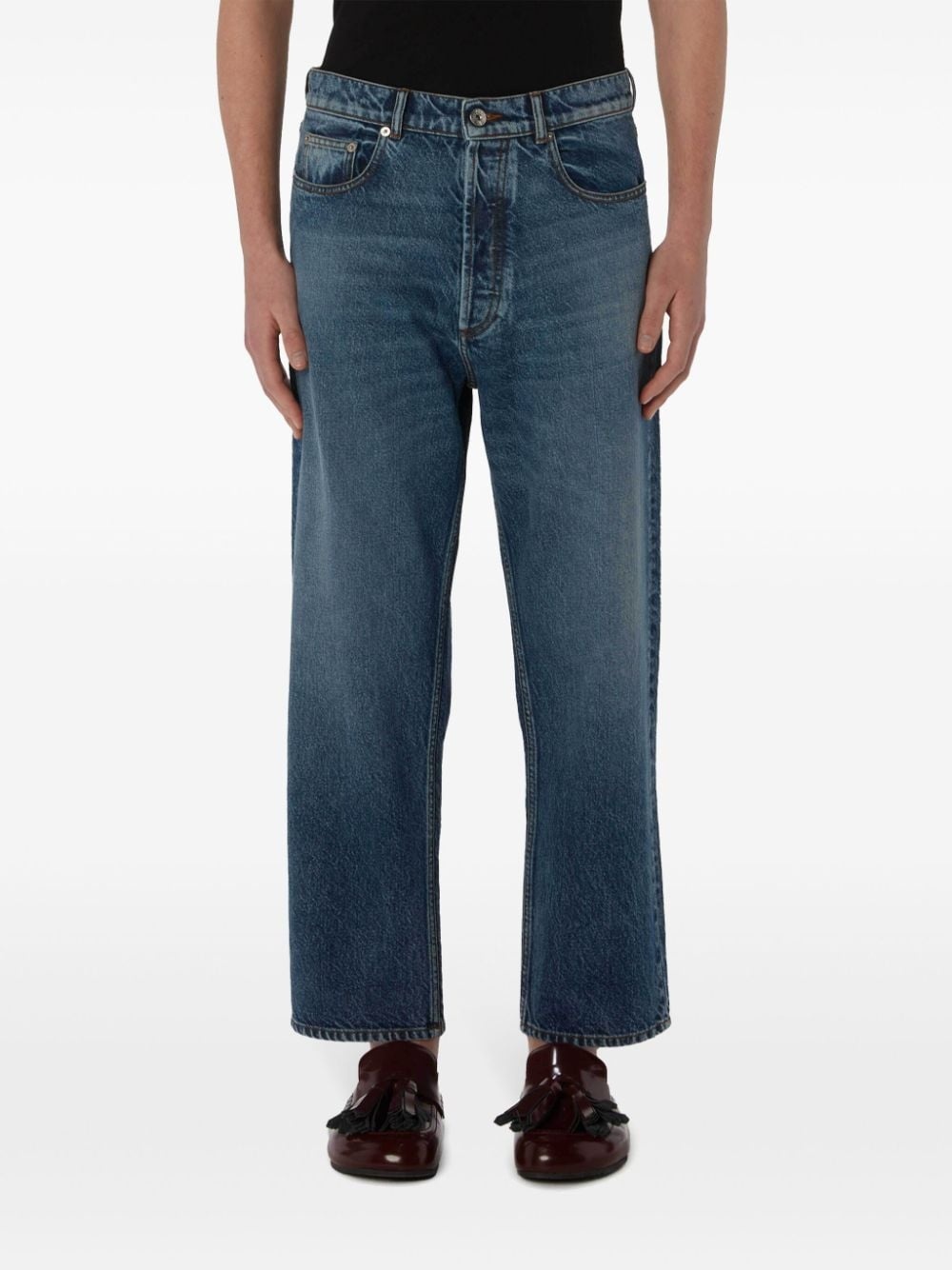 cropped straight-leg denim trousers - 3