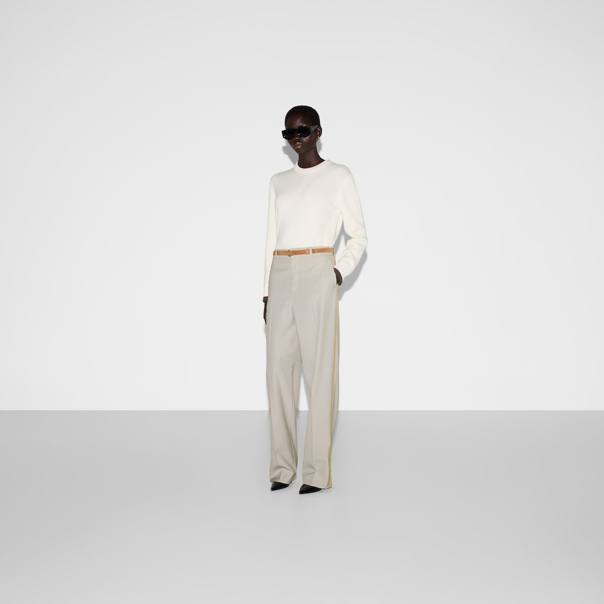 Embossed canvas wool pants - 2