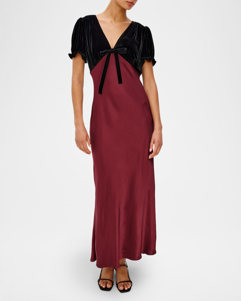 Rails Dory V-Neck Velvet & Satin Midi Dress outlook