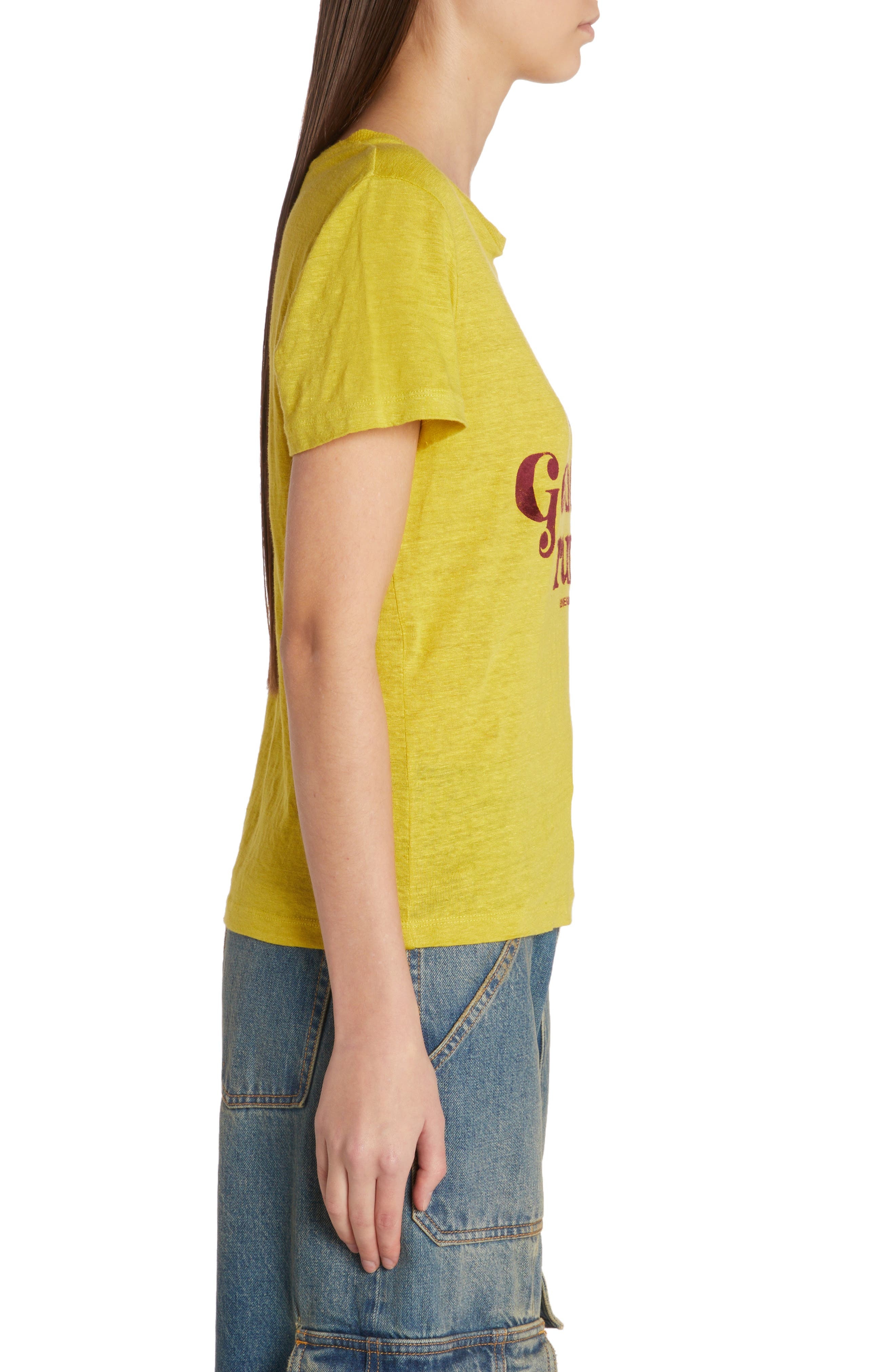 Golden Goose The Golden Run Linen T-Shirt in Maize/Windsor Wine at Nordstrom - 3