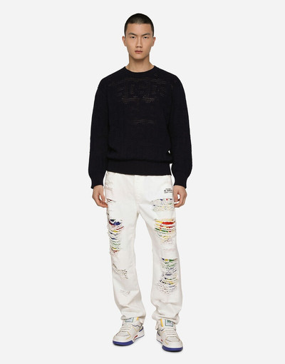 Dolce & Gabbana Cotton jacquard sweater with all-over jacquard DG outlook
